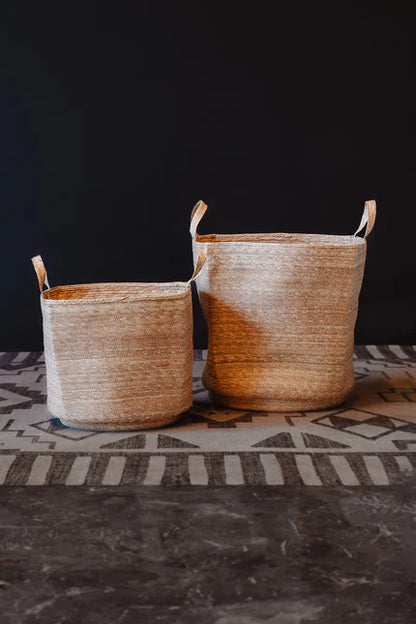 Canasto cuadrado tejido de palma natural, canasta artesanal, cesta tejida