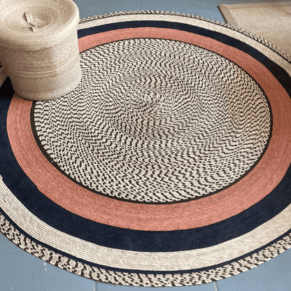 Tapete redondo de palma natural, tapete circular tejido de palma de venta en linea, tapete artesanal, tapete de palma, tapete redondo de palma